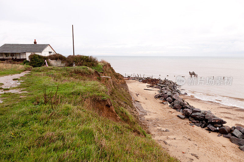 诺福克的Happisburgh -海岸侵蚀